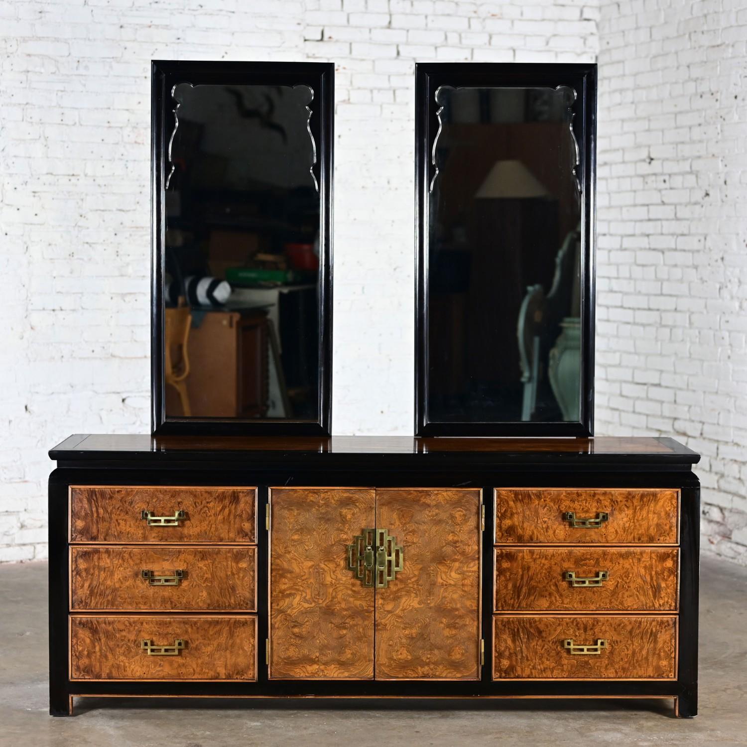 Commode Chinoiserie Black & Burl Chin Hua de Raymond K. Sabota pour Century Furn en vente 6
