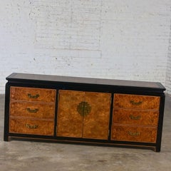 Chinoiserie Black & Burl Chin Hua Dresser by Raymond K. Sabota for Century Furn