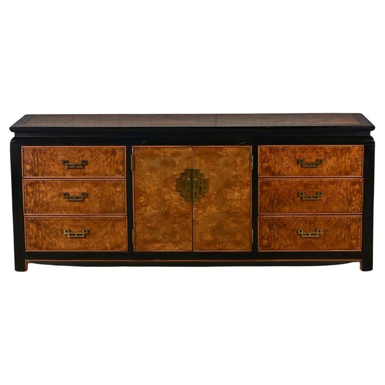 Chinoiserie Black and Burl Chin Hua Dresser by Raymond K. Sabota for Century Furn For Sale at 1stDibs Chinoiserie Black and Burl Chin Hua Dresser by Raymond K. Sabota for Century Furn For Sale at 1stDibs