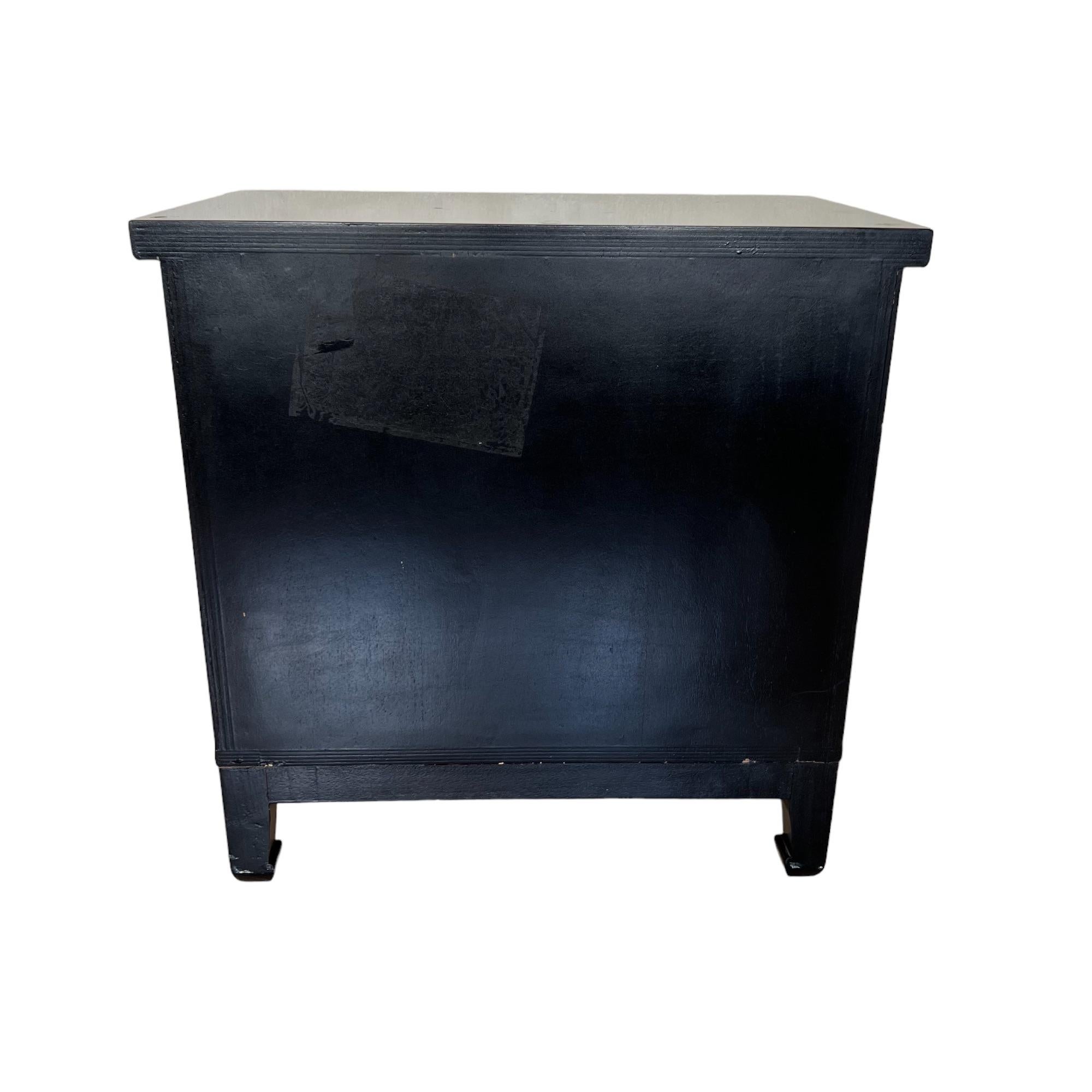 Chinoiserie Black & Faux Burl Brass Mounted Chest, 1970s For Sale 7