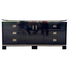 Chinoiserie Black Gloss Laminate Dresser With Gold Accents