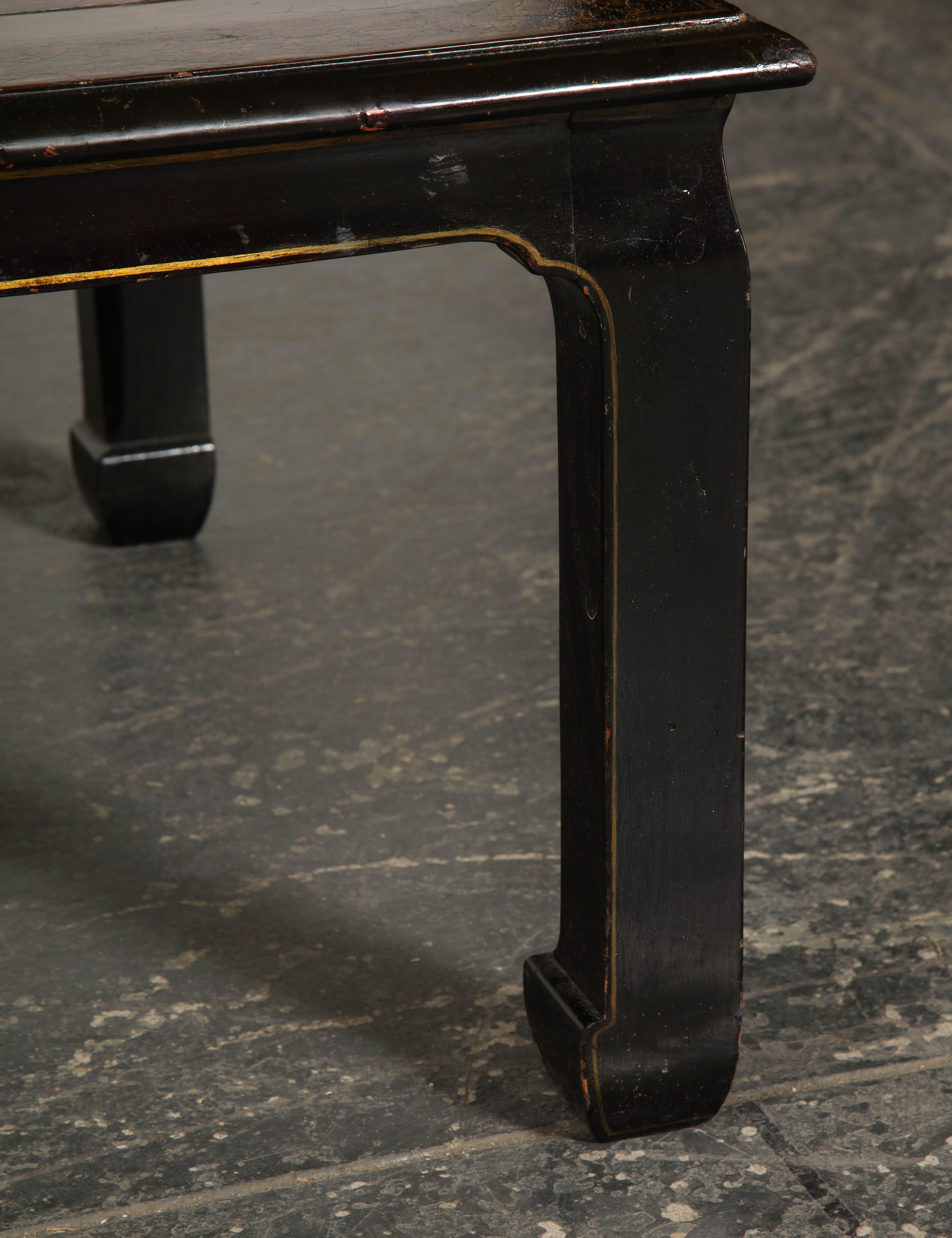 20th Century Chinoiserie Black Lacquer and Gilt Low Table