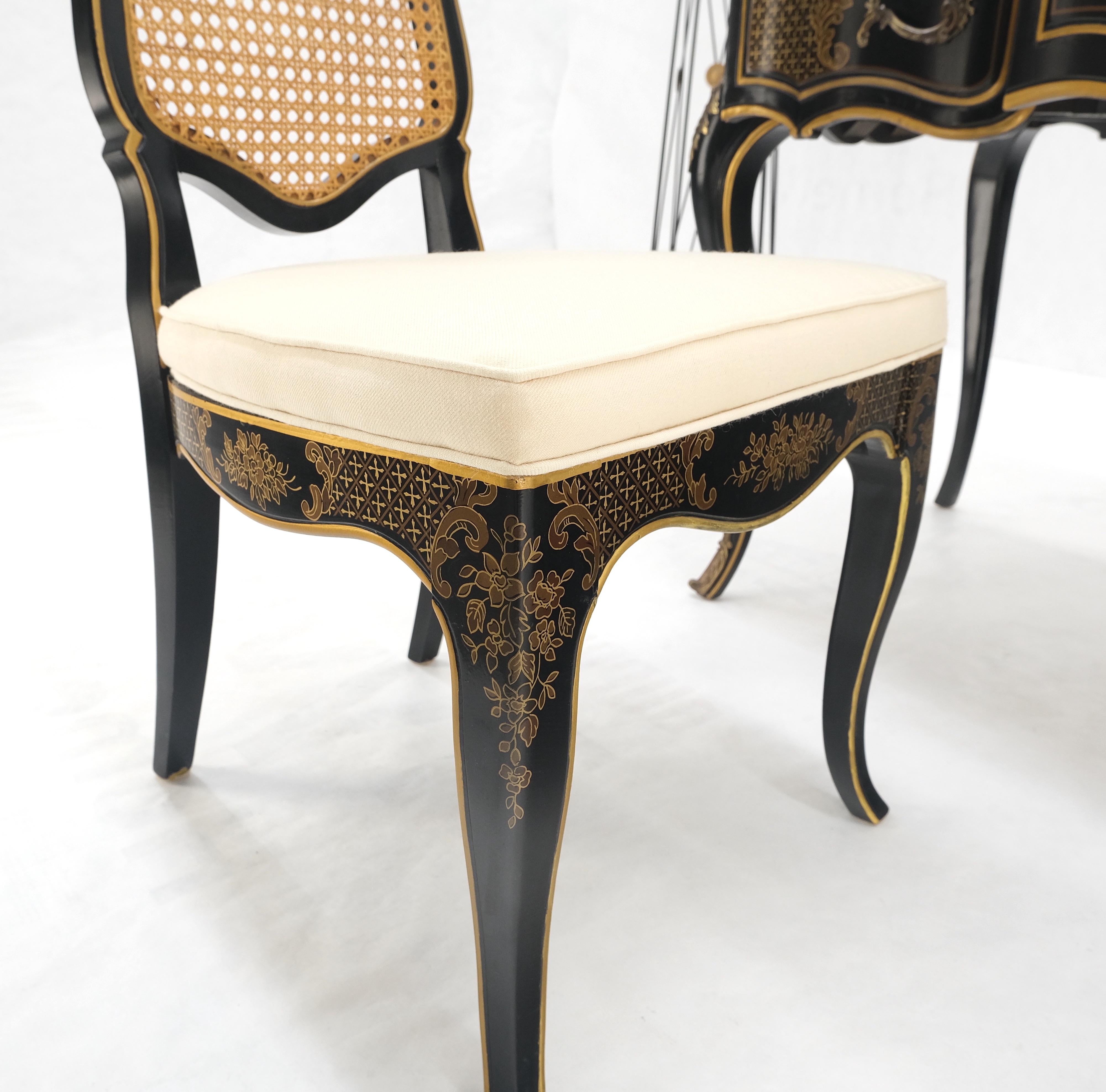 Brass Chinoiserie Black Lacquer Gold Leather Bronze Burl Desk w/ Matching Chair MINT! For Sale
