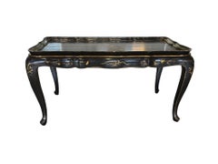 Chinoiserie Black Lacquer Side Table