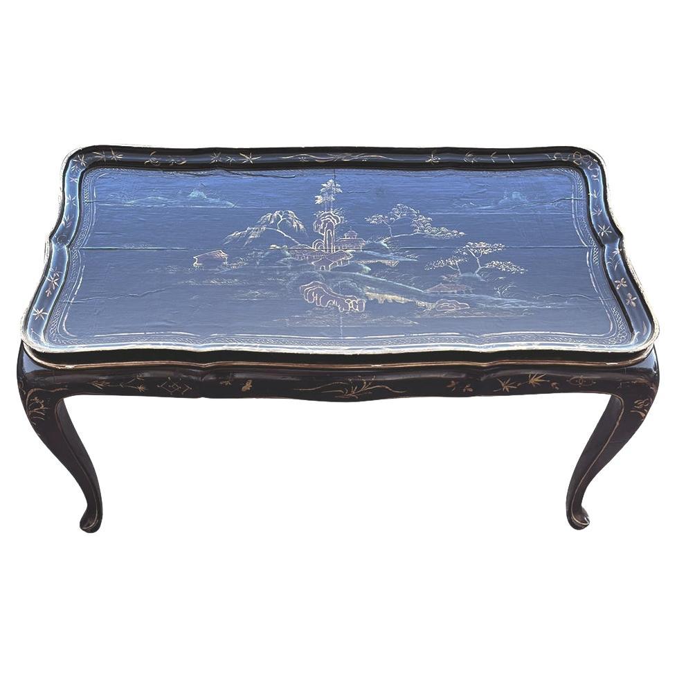 Tavolino in lacca nera Chinoiserie