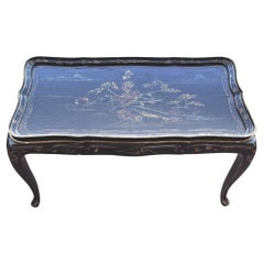 Chinoiserie Black Lacquer Side Table