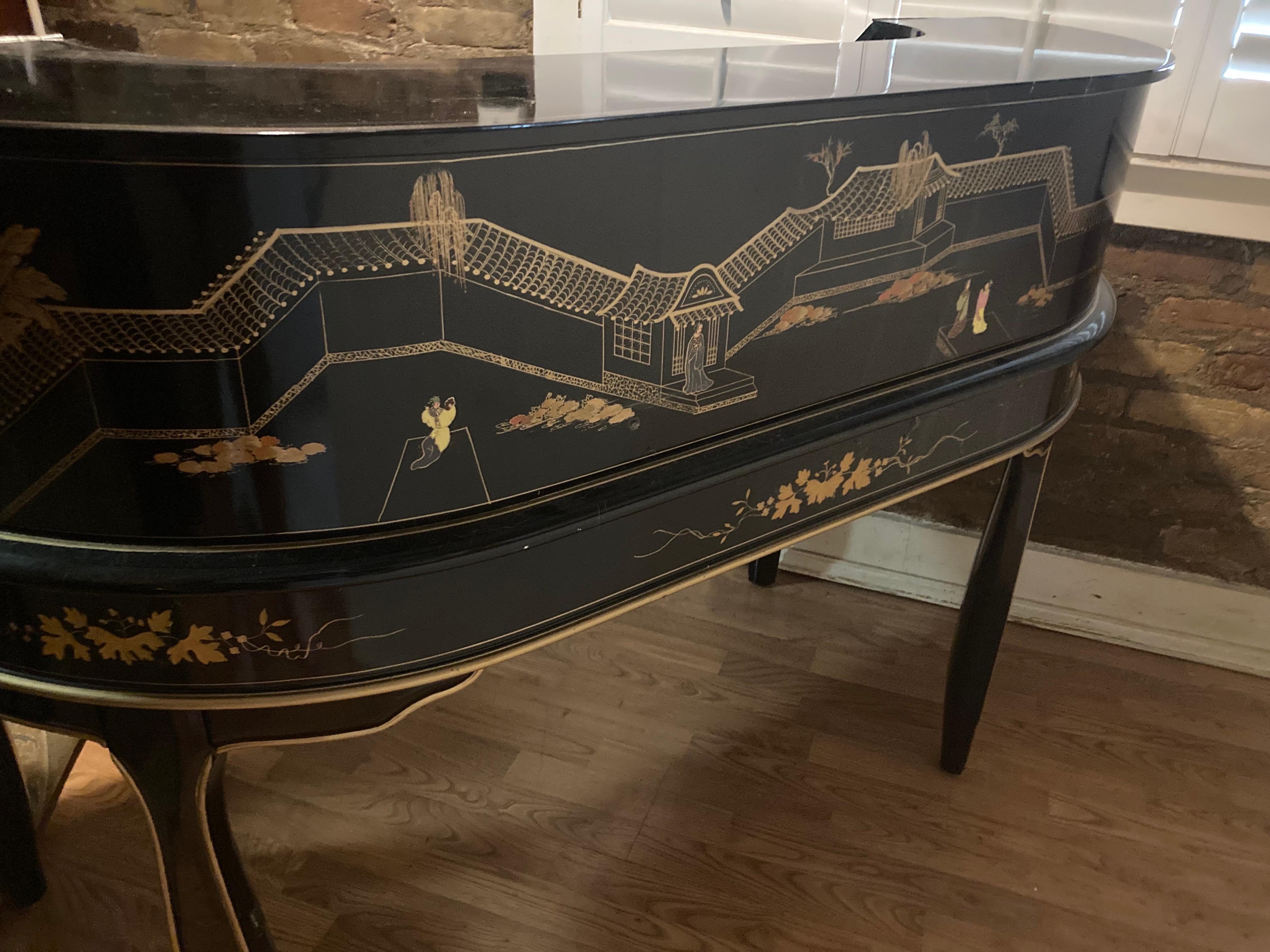 chinoiserie black lacquer writing desk For Sale 2