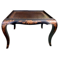 Chinoiserie Black Lacquered Coffee Table With Gold Details