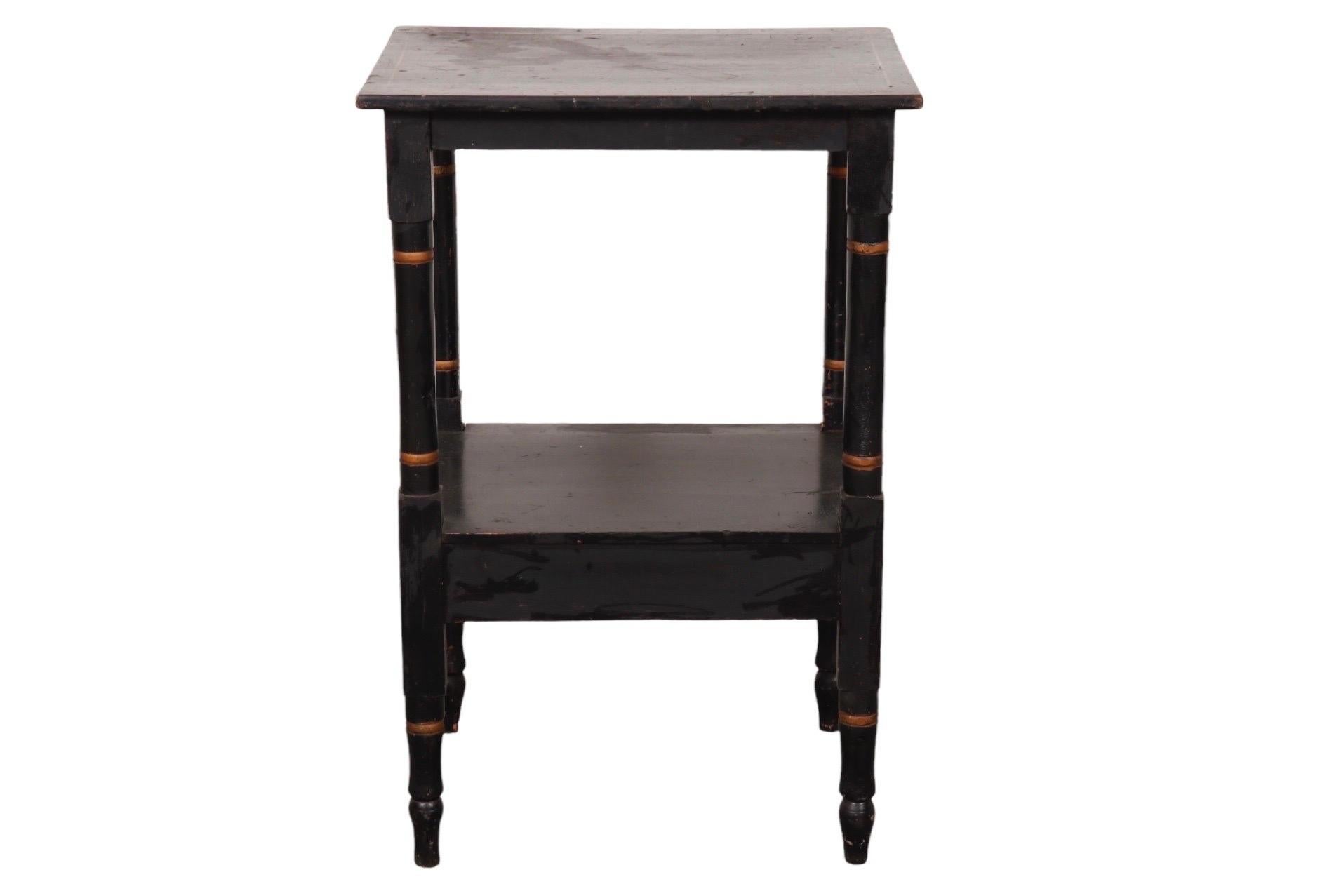 20th Century Chinoiserie Black Painted Side Table