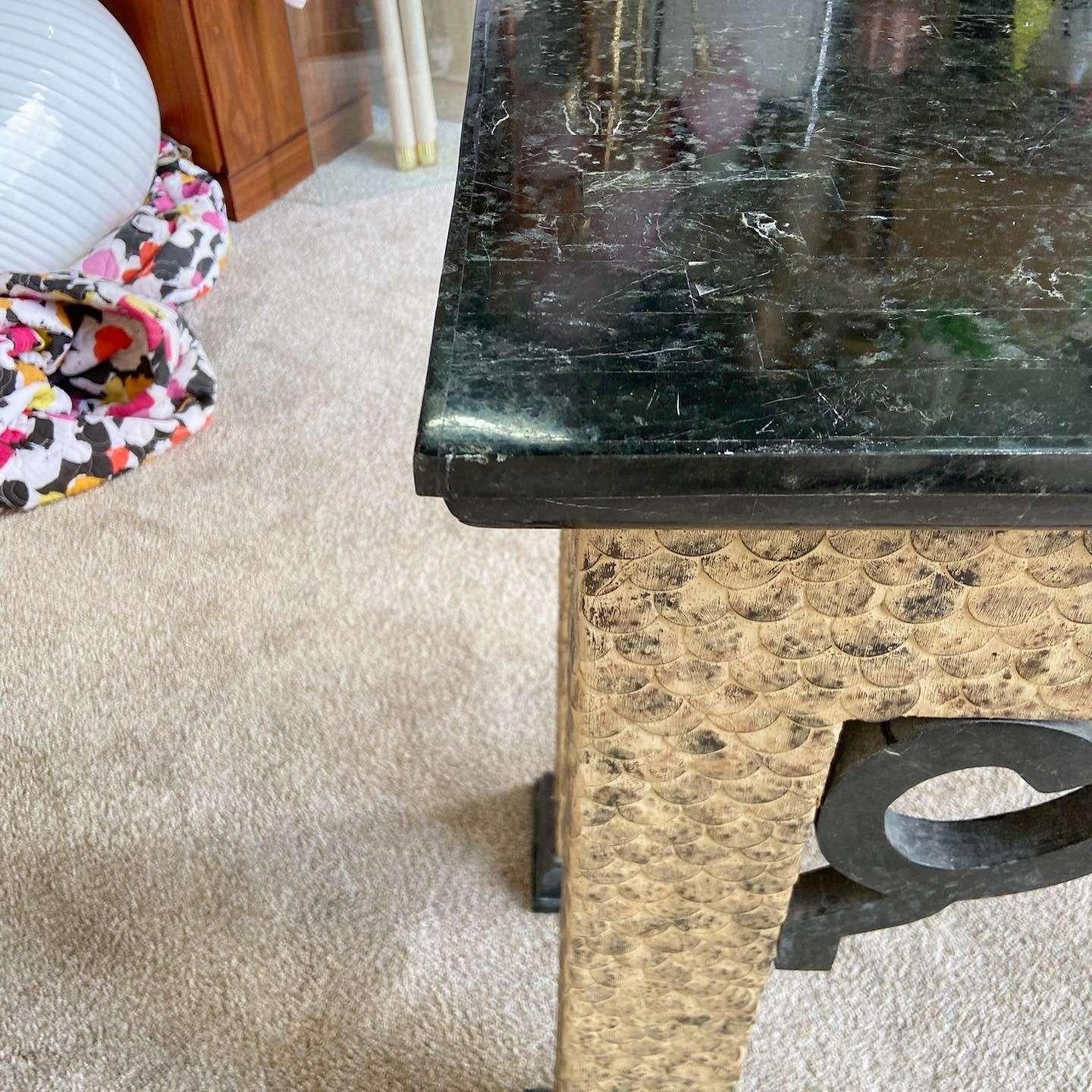 Chinoiserie Black Tessellated Stone Top Console Table 1