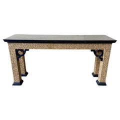 Chinoiserie Black Tessellated Stone Top Console Table