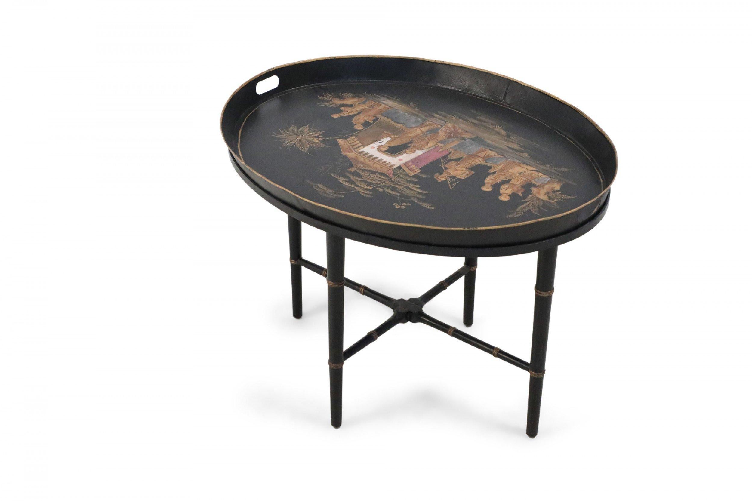 Chinese Export Chinoiserie Black Tray Top Coffee Table