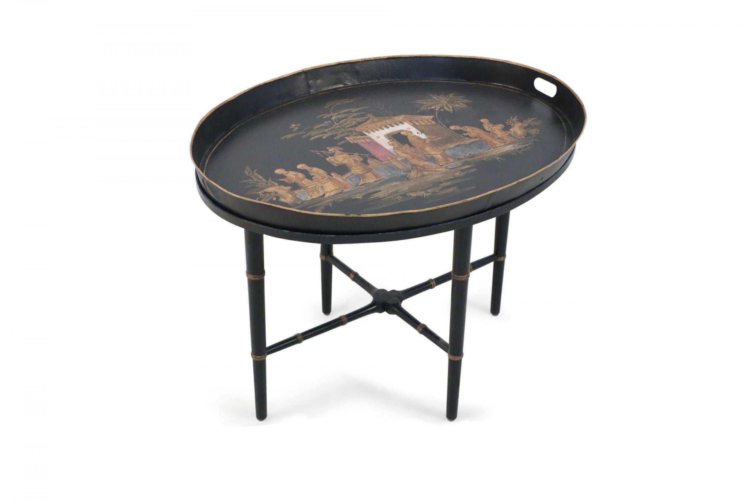 Chinoiserie Black Tray Top Coffee Table In Good Condition In New York, NY