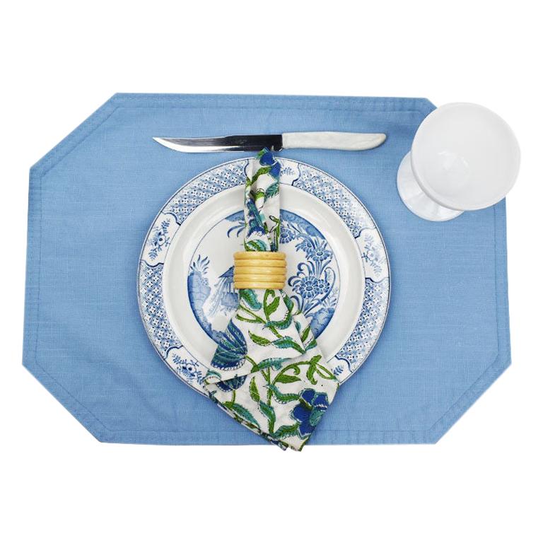 Chinoiserie Blue and Green Vintage 24 Piece Blue Green Place Setting, Set of 4