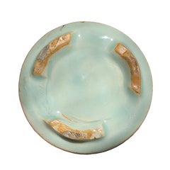 Round Blue and White Ceramic Chinese Export Calligraphy Brush Pot or Planter