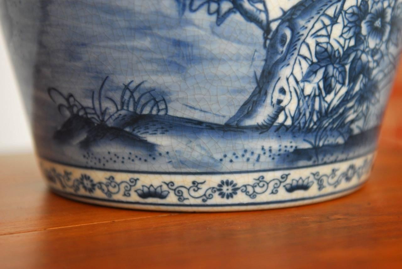 Chinoiserie Blue and White Ginger Jars with Monkeys 4