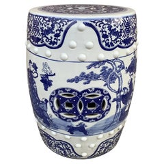 Chinoiserie Blue and White Porcelain Garden Stool or Side Table