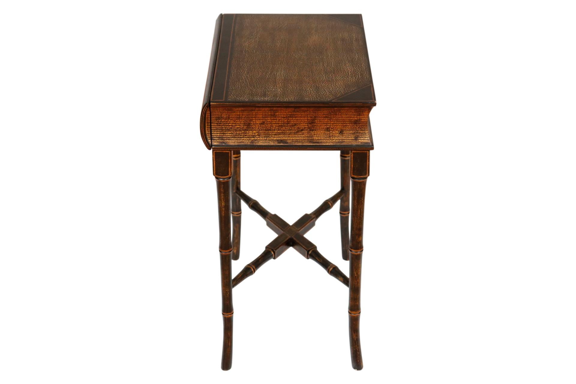 Wood Chinoiserie Book Top Side Table by Harden Furniture