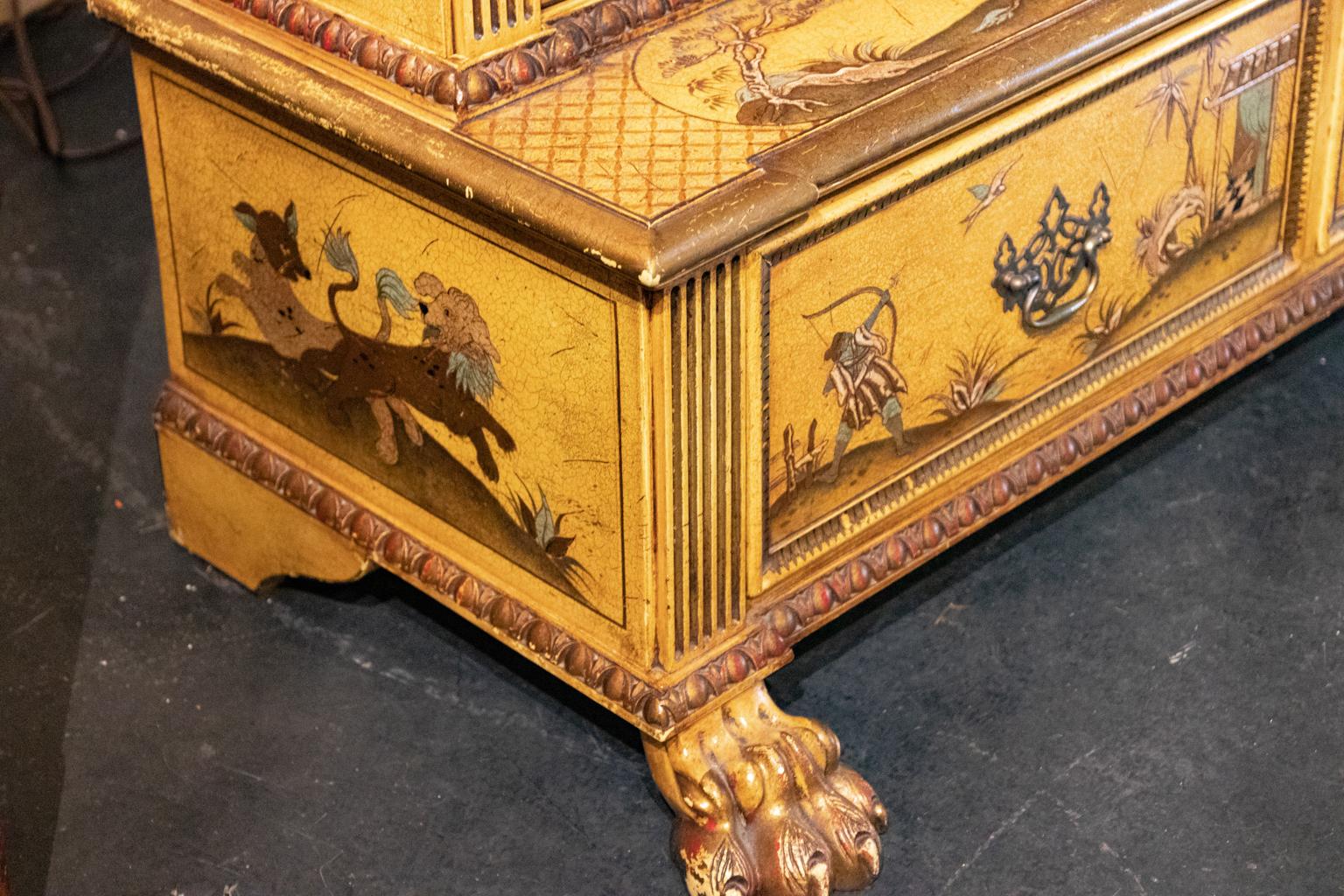 Chinoiserie Bookcase with Lion's Paw Feet English circa 1890 For Sale 1