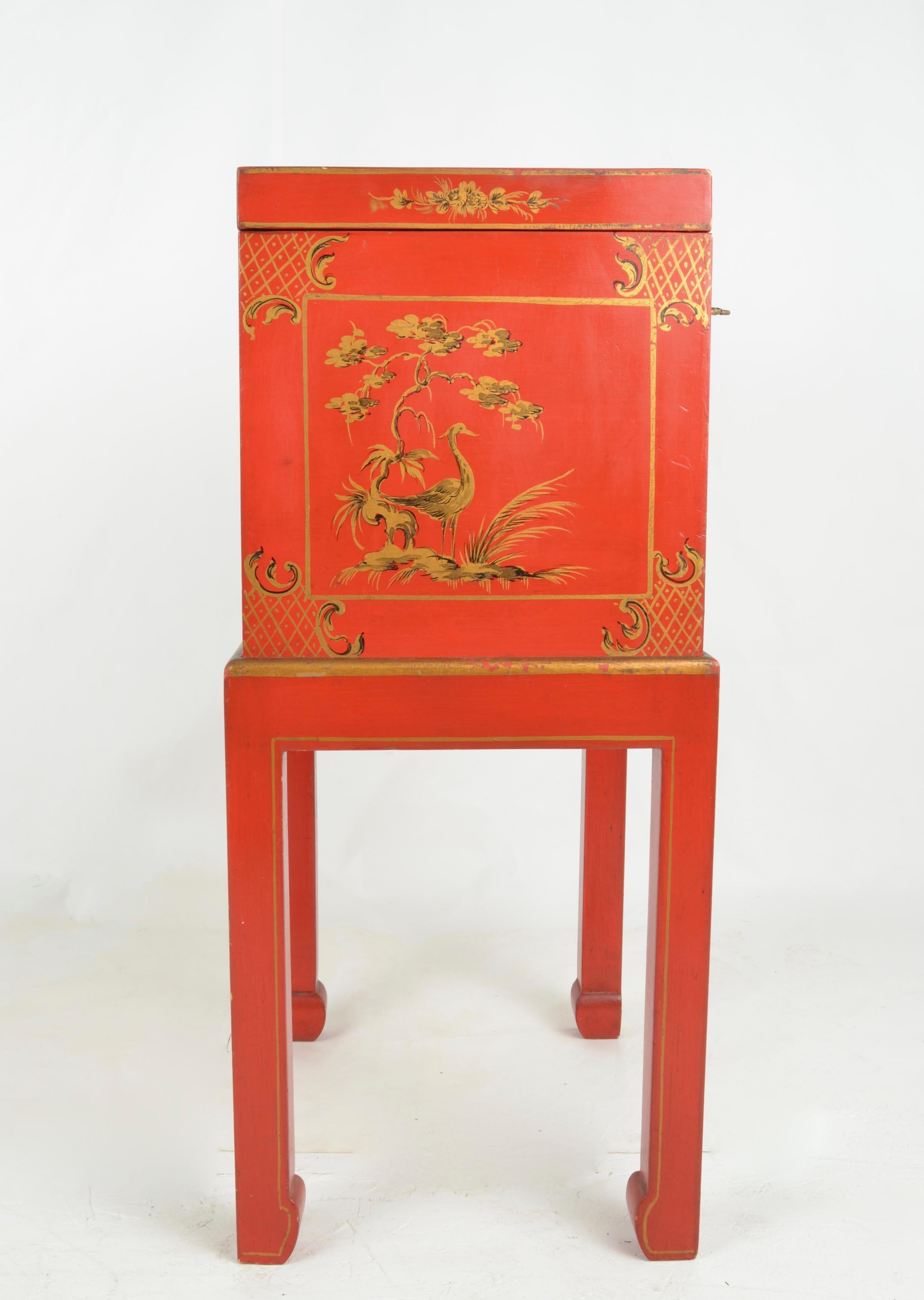 Wood Chinoiserie Box on Stand