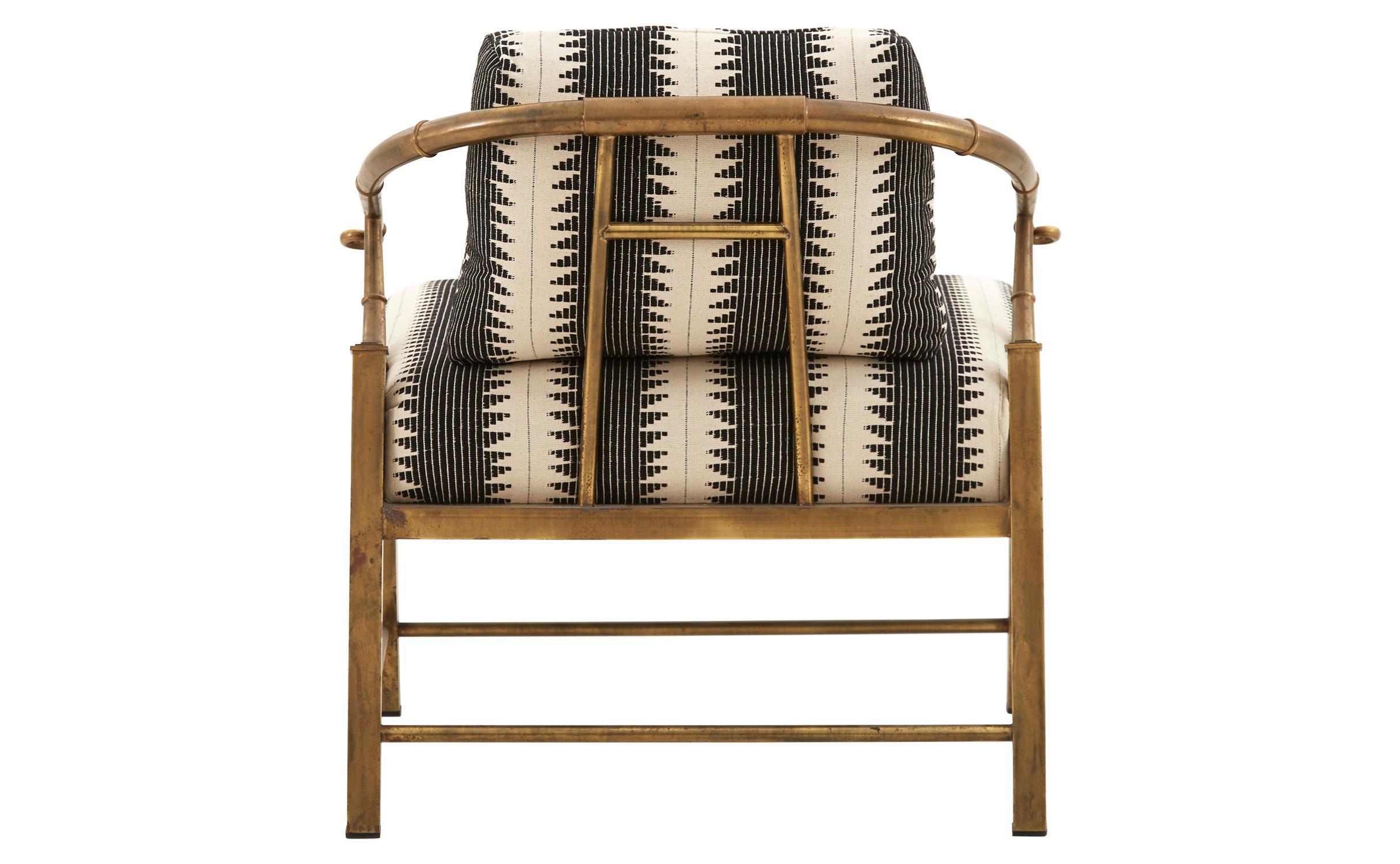 American Chinoiserie Brass Lounge Chair Designed by Charles Pengally for Mastercraft