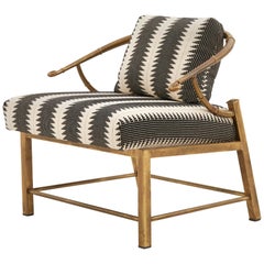 Chinoiserie Brass Lounge Chair Designed by Charles Pengally for Mastercraft