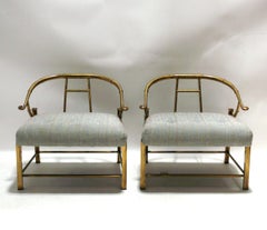 Chinoiserie Brass Lounge Chairs by Warren Lloyd for Mastercraft Mid Century
