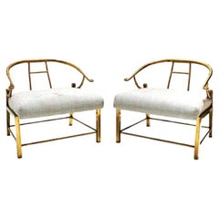 Chinoiserie Brass Lounge Chairs by Warren Lloyd for Mastercraft Mid Century