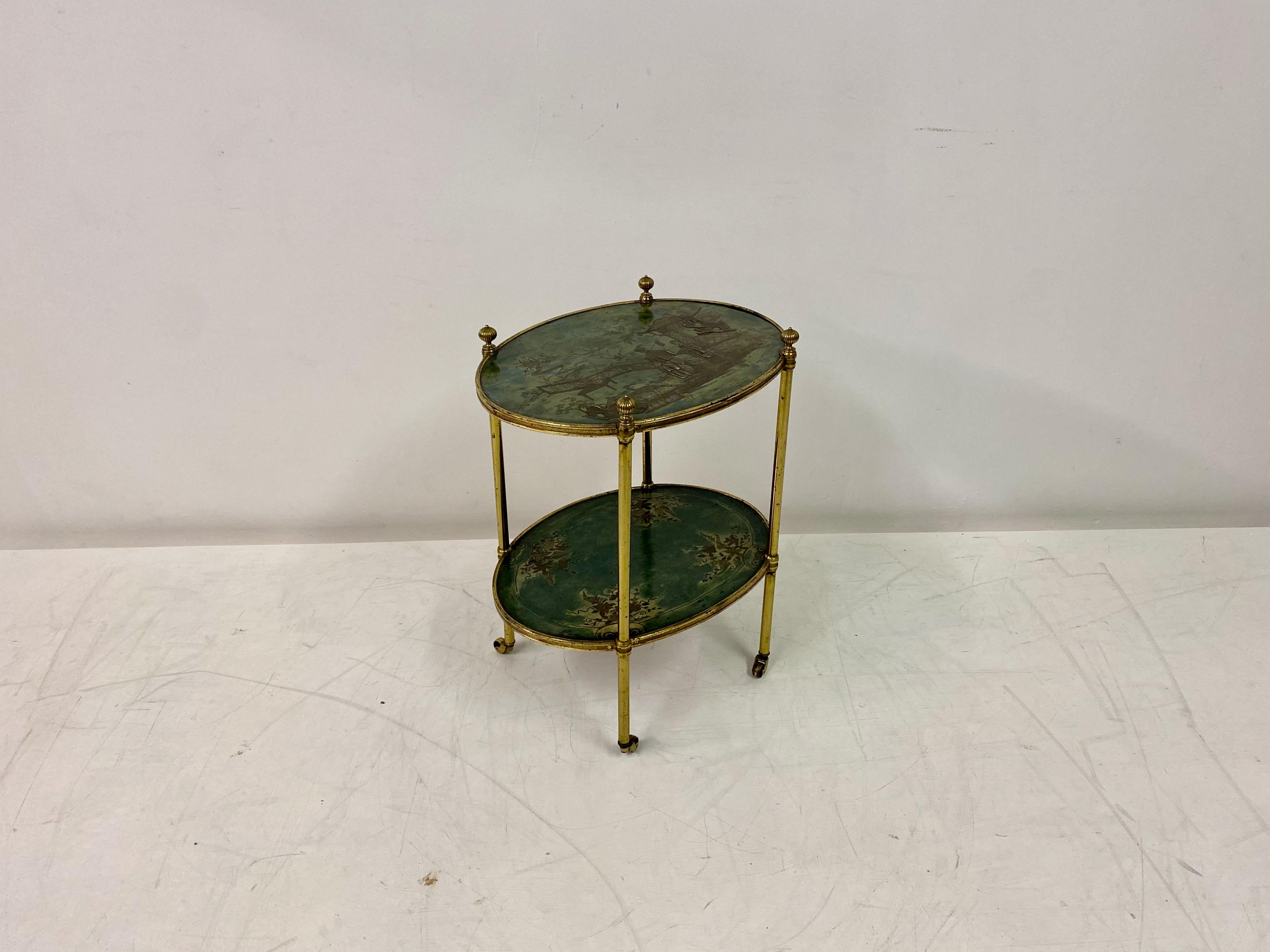 Chinoiserie Brass Two Tier Etagere or Side Table 5