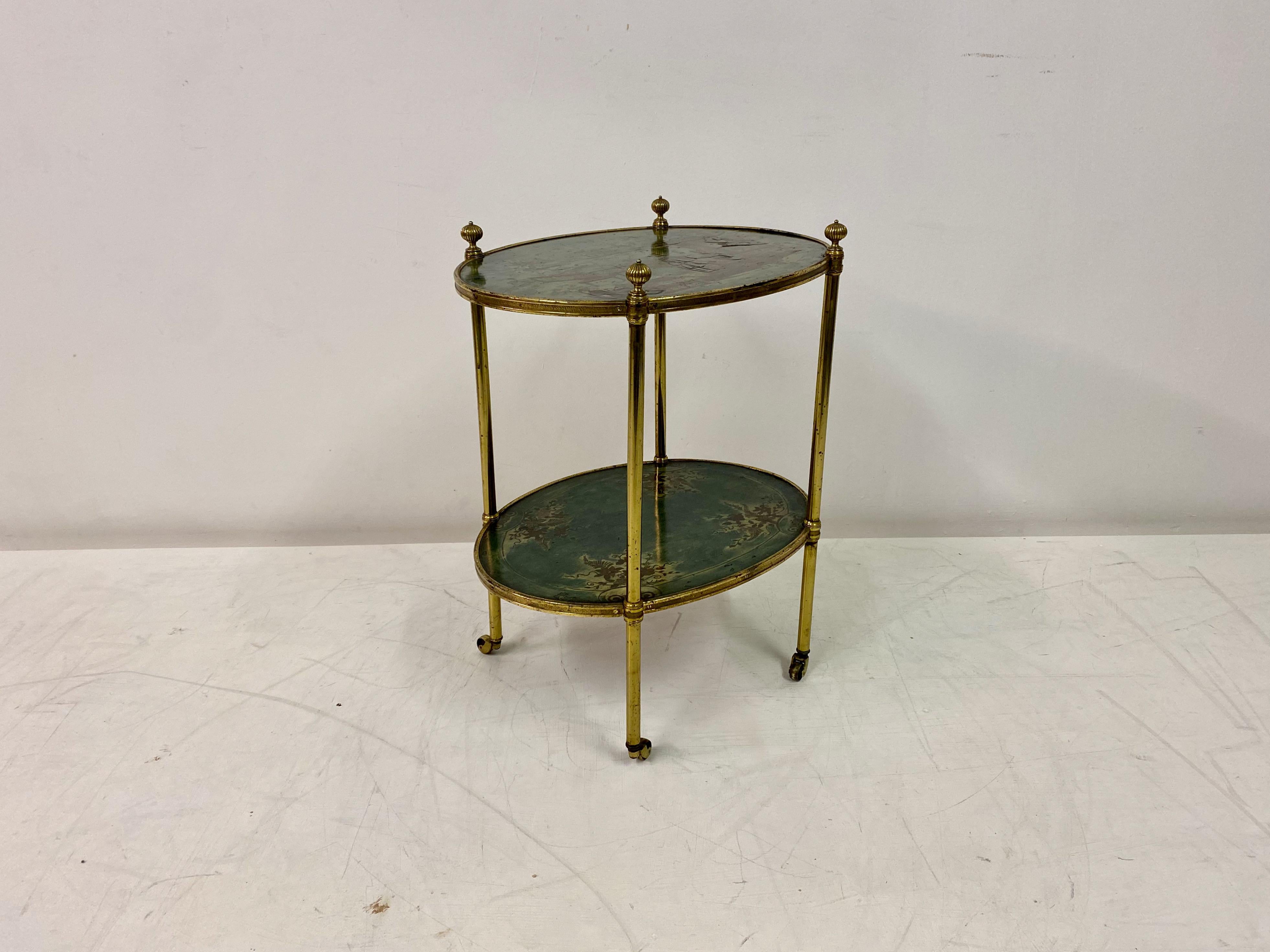 Chinoiserie Brass Two Tier Etagere or Side Table 6