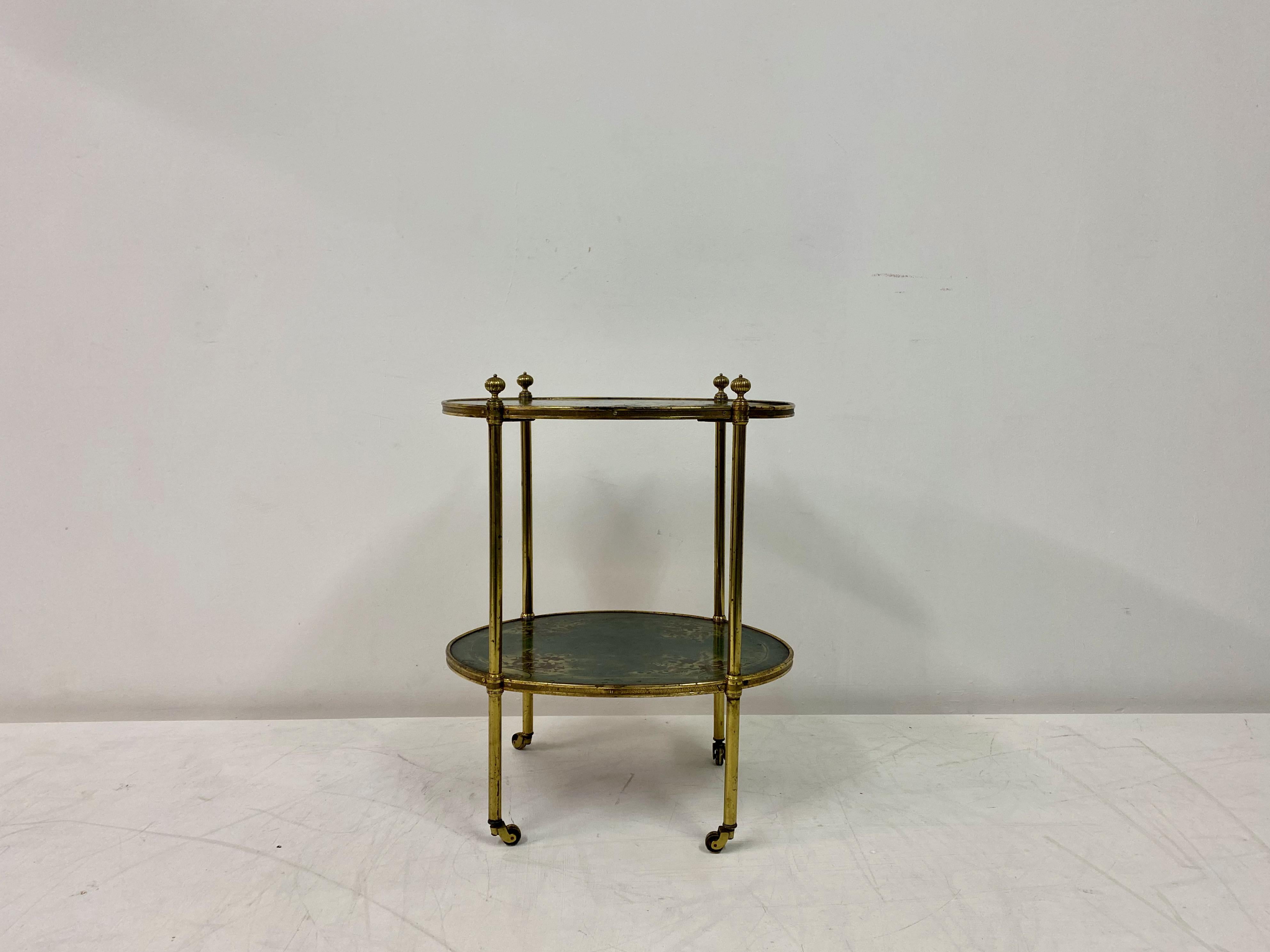 British Chinoiserie Brass Two Tier Etagere or Side Table
