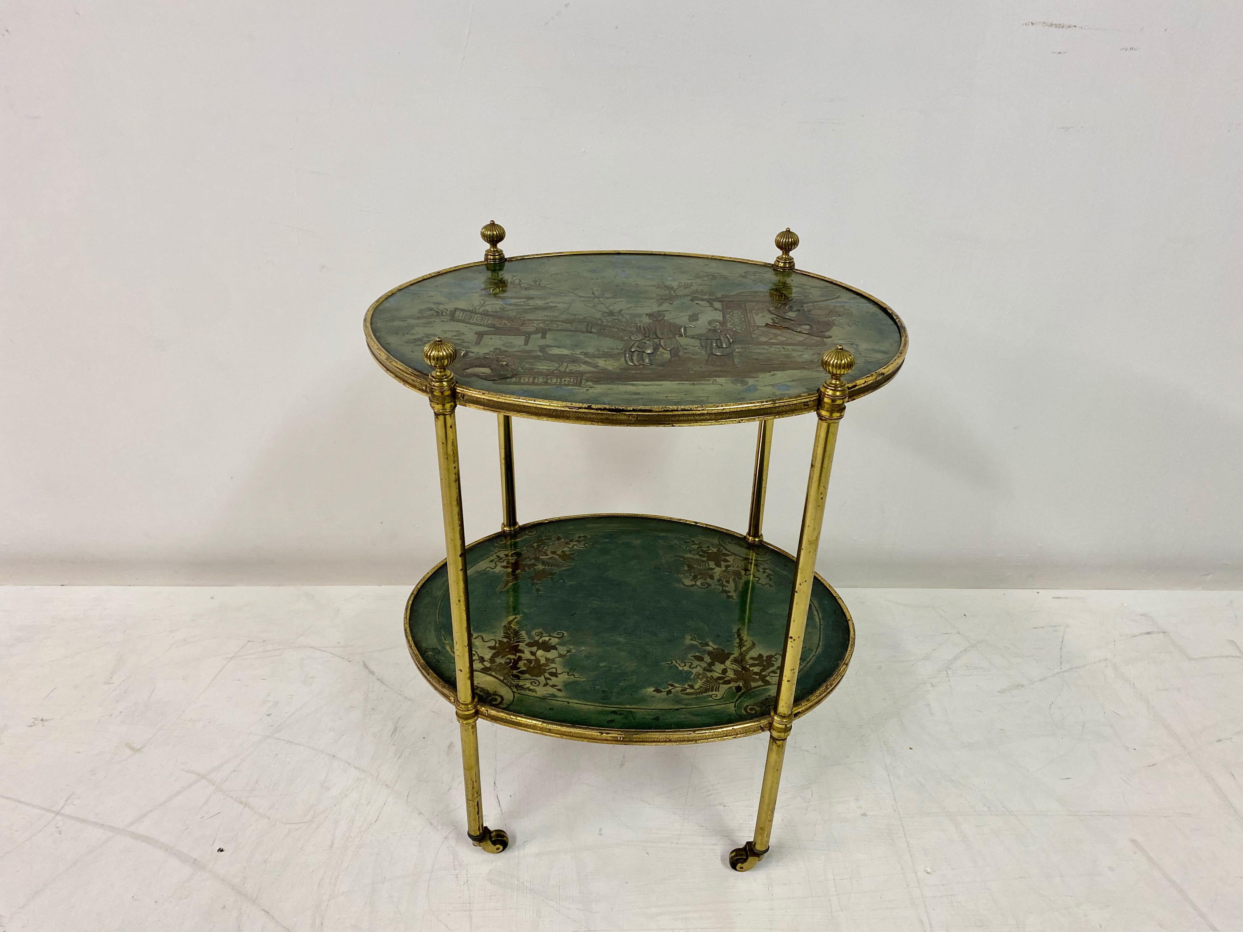 Chinoiserie Brass Two Tier Etagere or Side Table In Good Condition In London, London