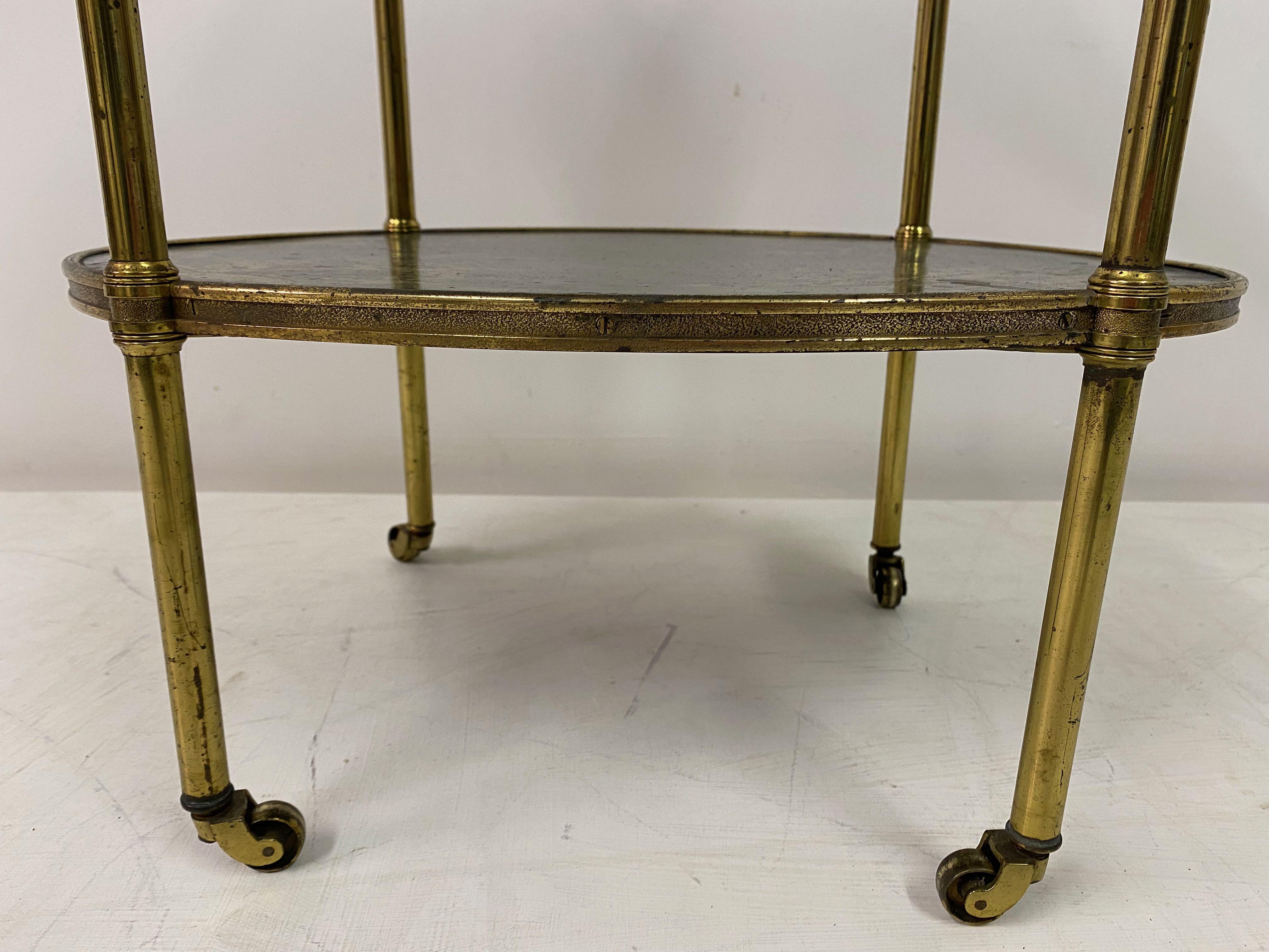 20th Century Chinoiserie Brass Two Tier Etagere or Side Table