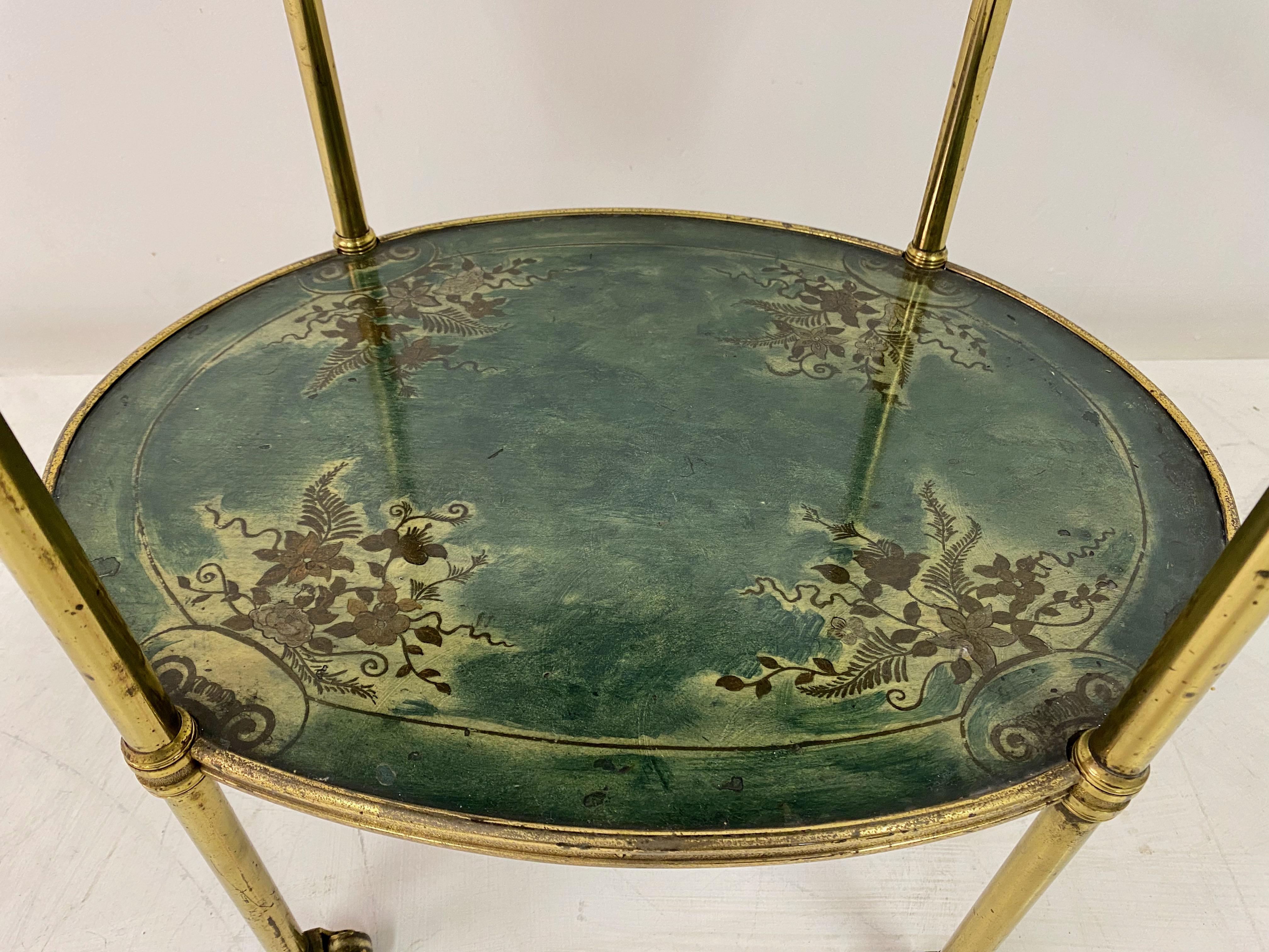 Chinoiserie Brass Two Tier Etagere or Side Table 1