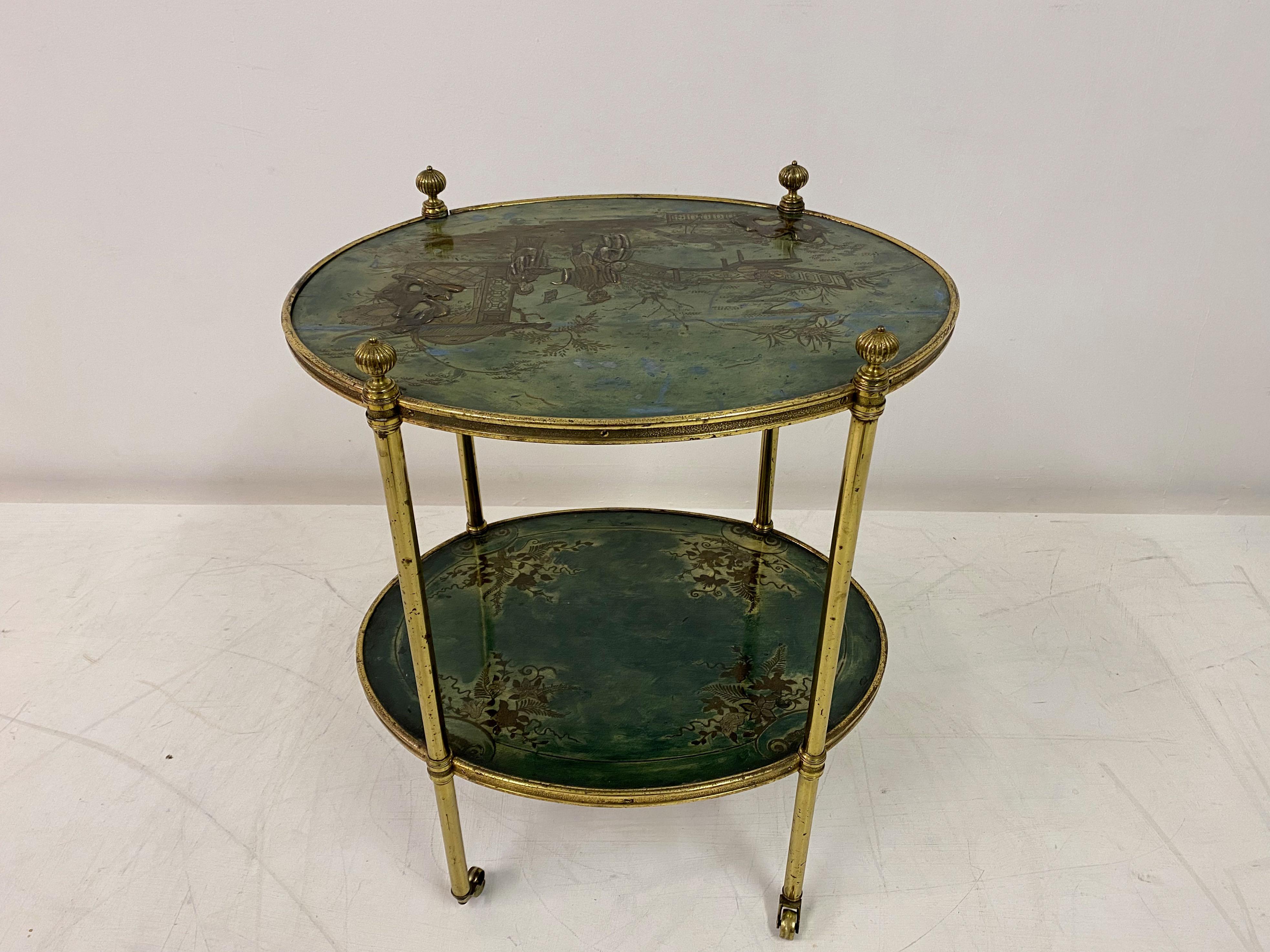 Chinoiserie Brass Two Tier Etagere or Side Table 4