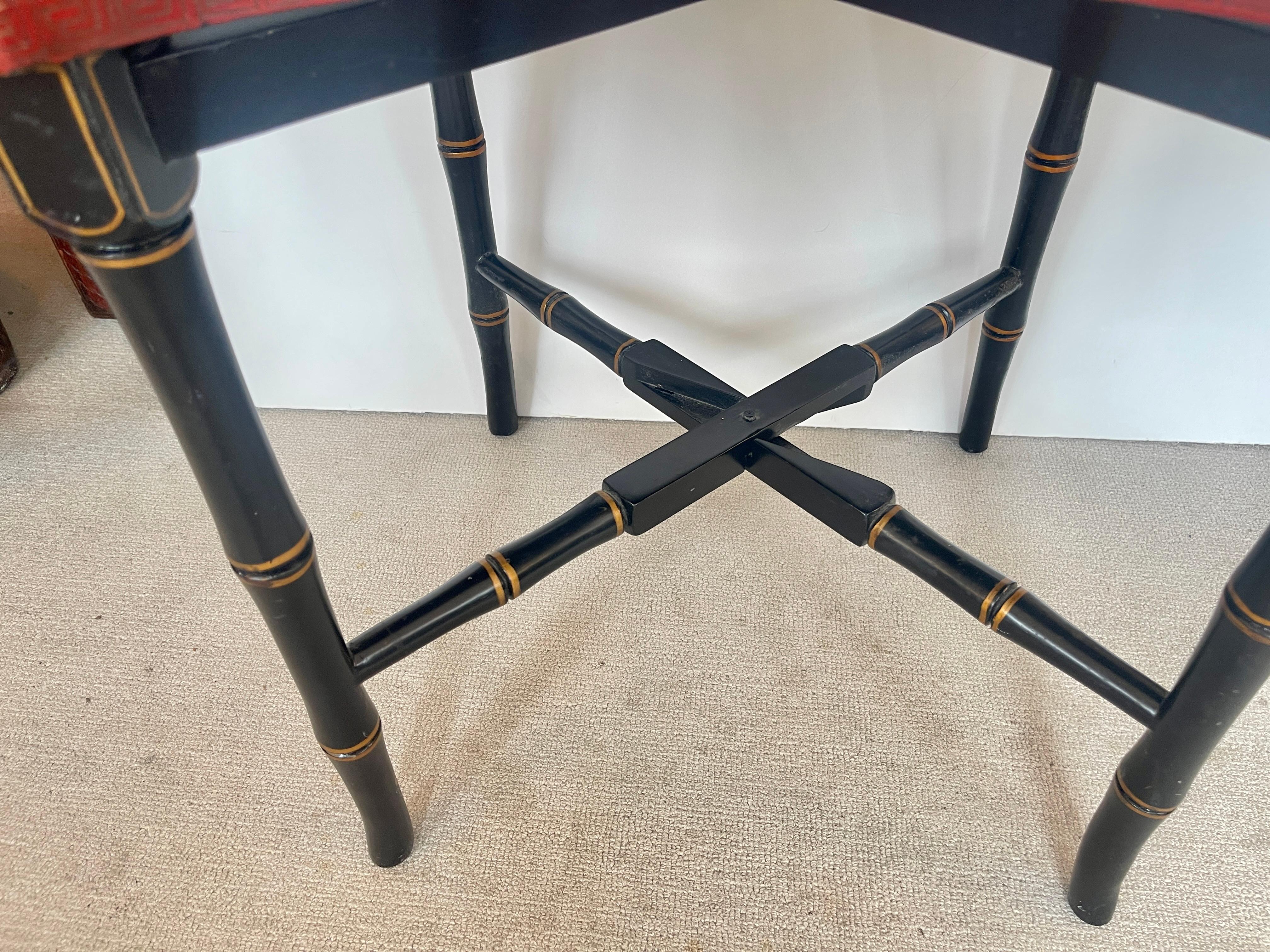 Chinoiserie Breakfast Tray Table on Faux Bamboo Folding Stand c.1890 For Sale 4