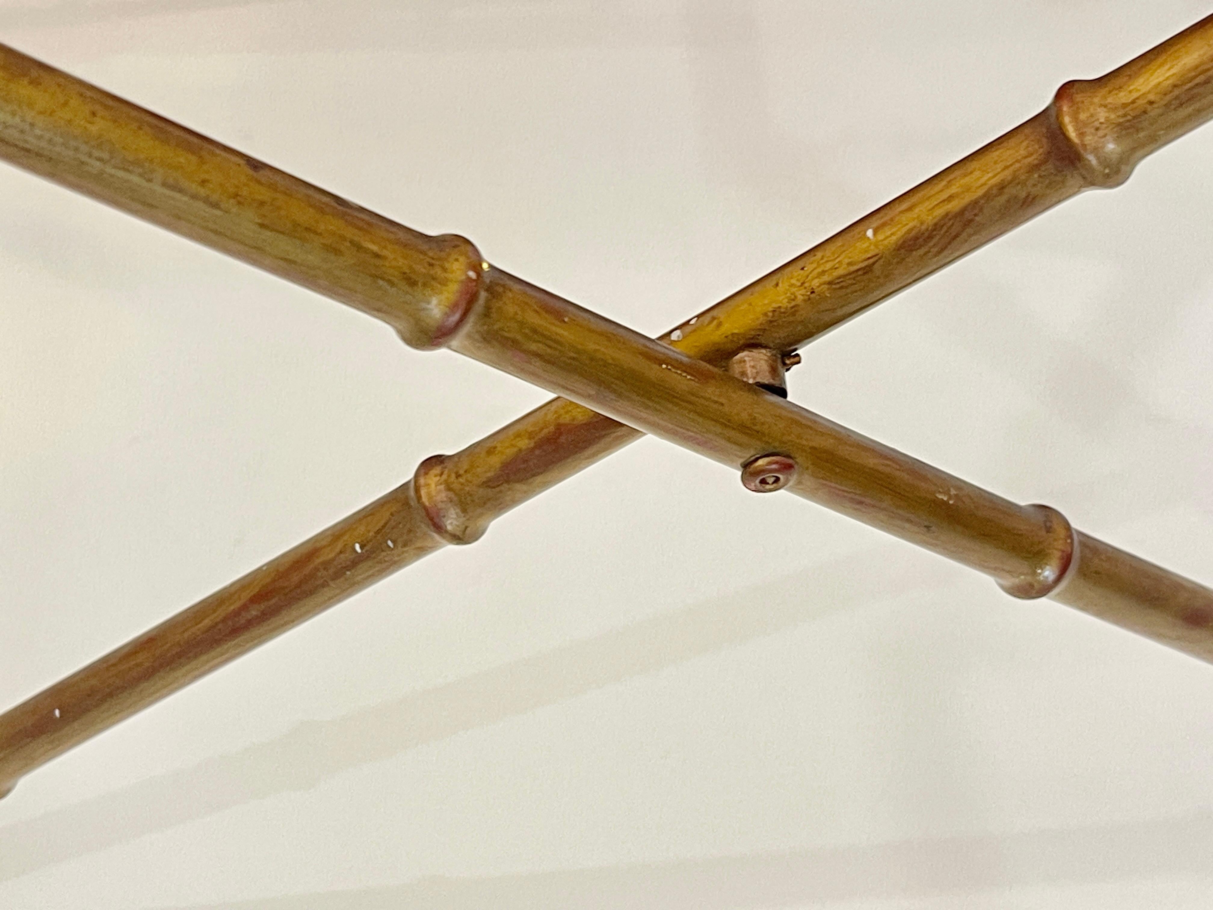 Chinoiserie Breakfast Tray Table on Faux Bamboo Folding Stand c.1890 For Sale 11