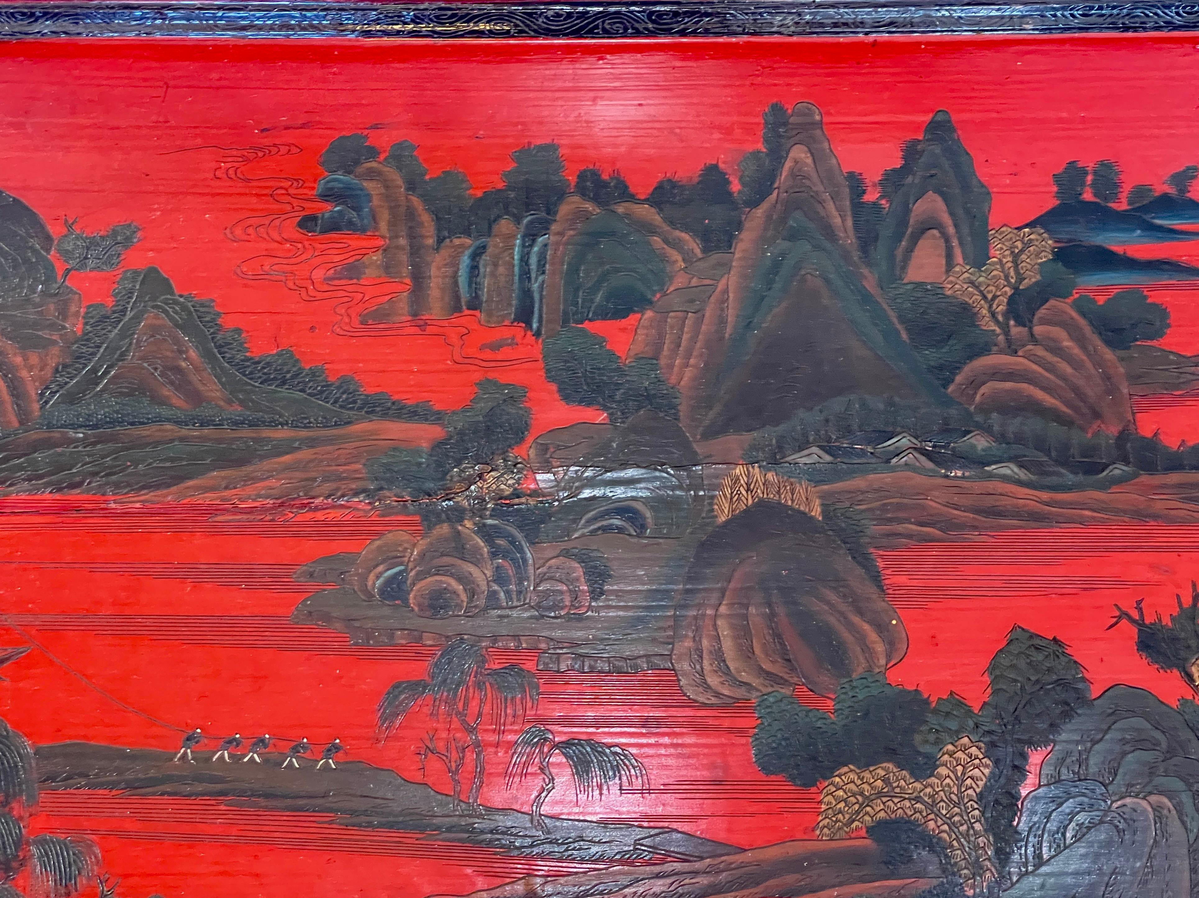 Chinoiserie Breakfast Tray Table on Faux Bamboo Folding Stand c.1890 For Sale 1
