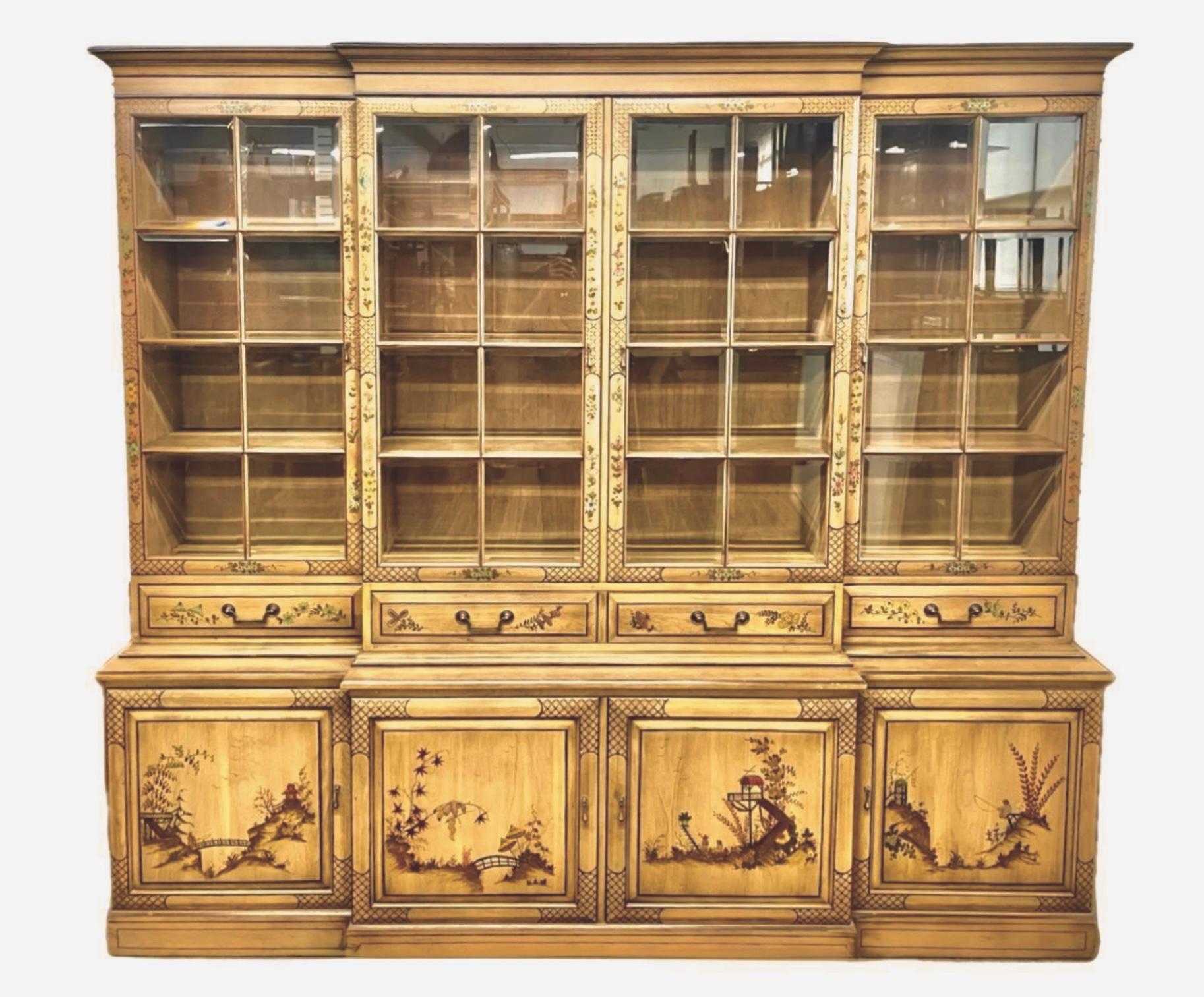 Chinoiserie Breakfront China Cabinet Bookcase Union National en venta 7