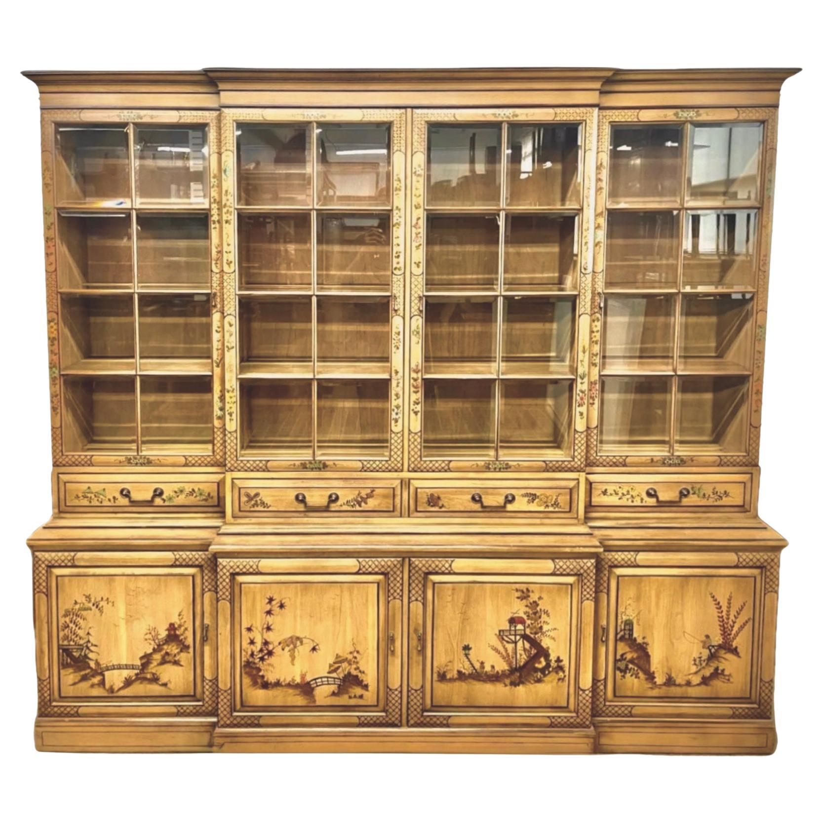 Chinoiserie Breakfront China Cabinet Bookcase Union National en venta