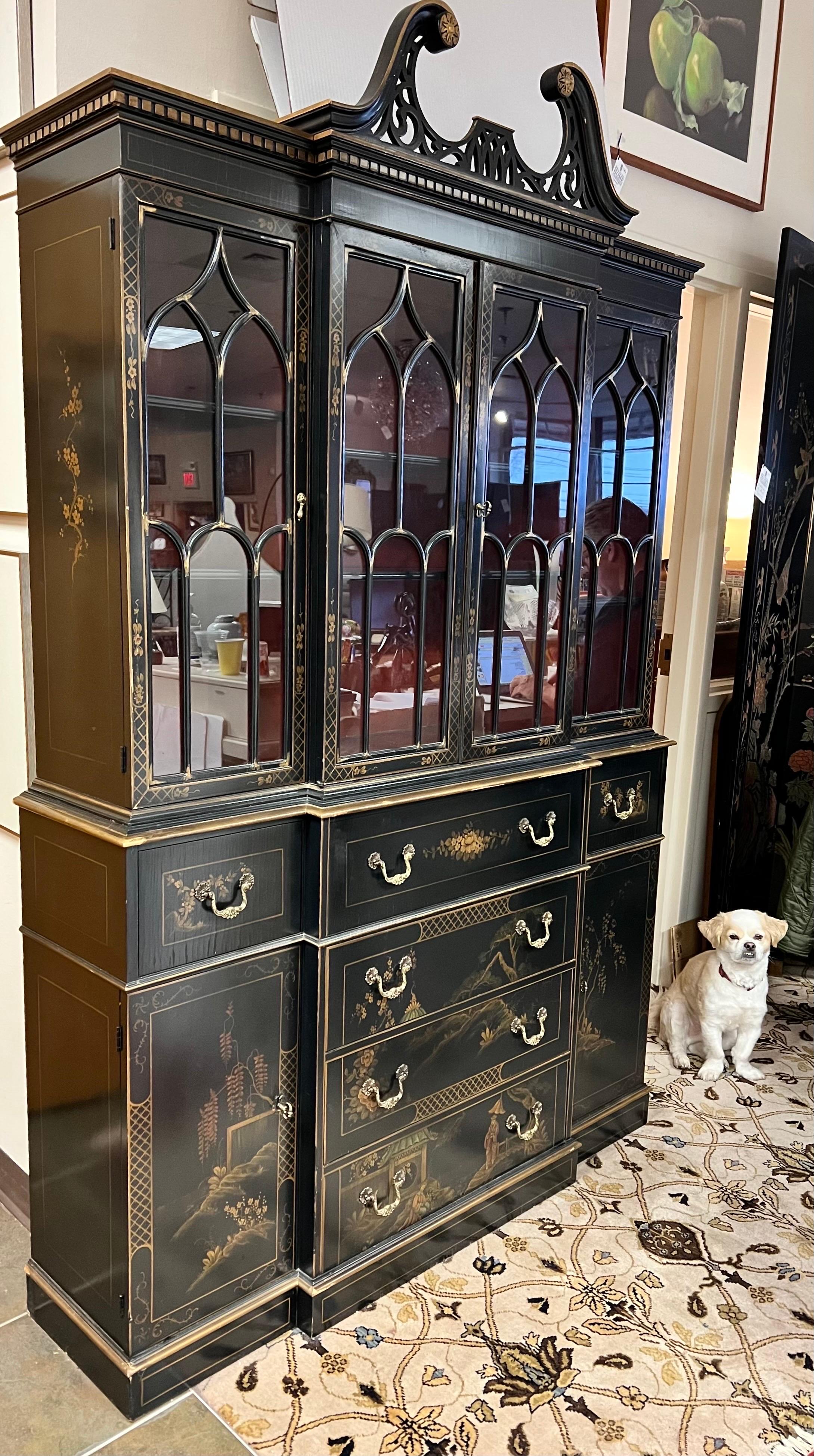 black and gold china cabinet