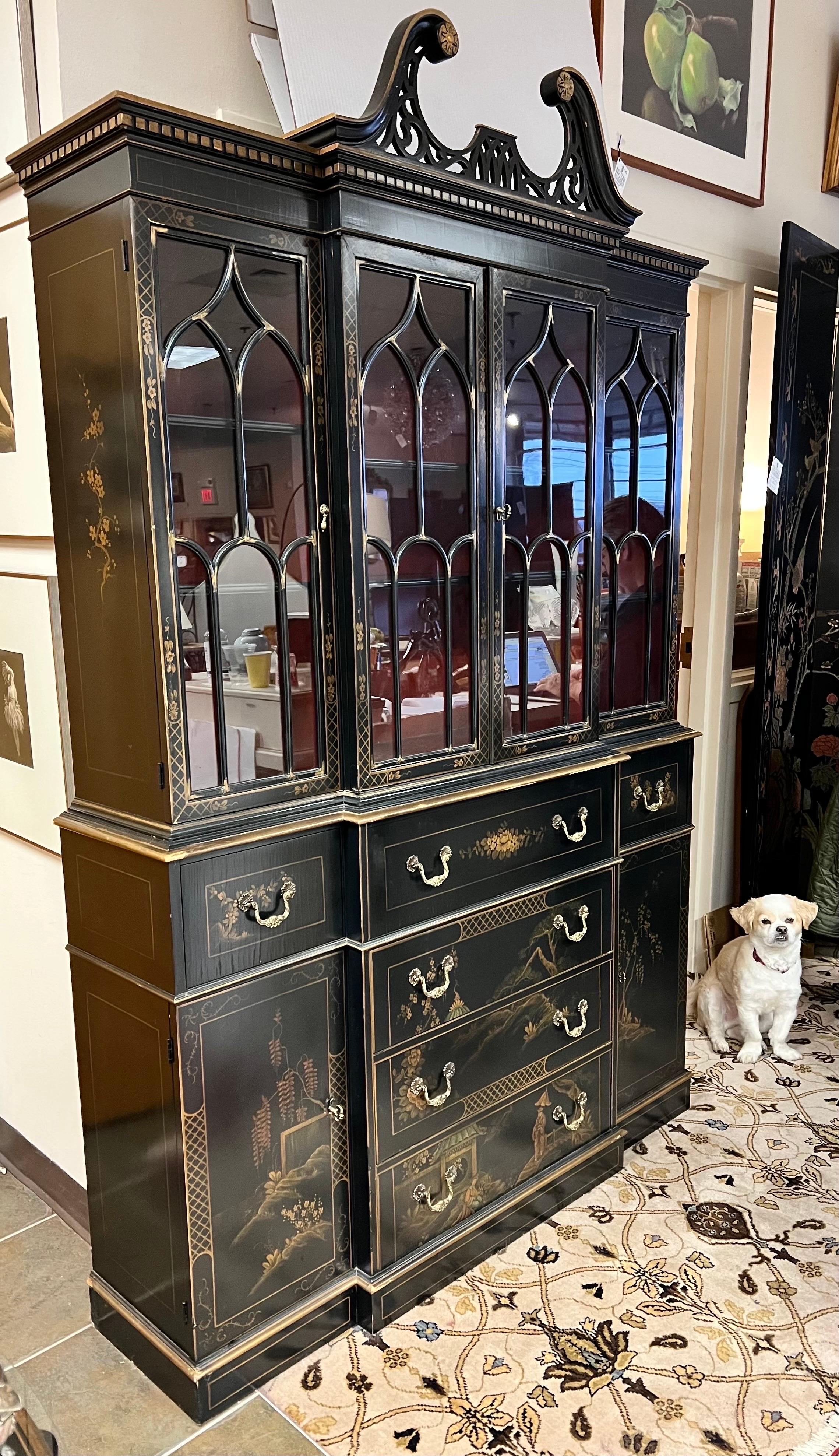 black and gold china cabinet