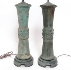 Chinoiserie Bronze Lamps Amazing Verdigris Patina Rewired