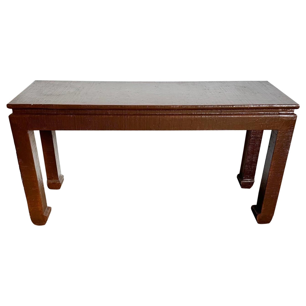 Chinoiserie Brown beendet Gras Tuch Konsolentisch im Angebot