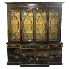 Used Chinoiserie Bubble Glass China Cabinet / Breakfront by Karges