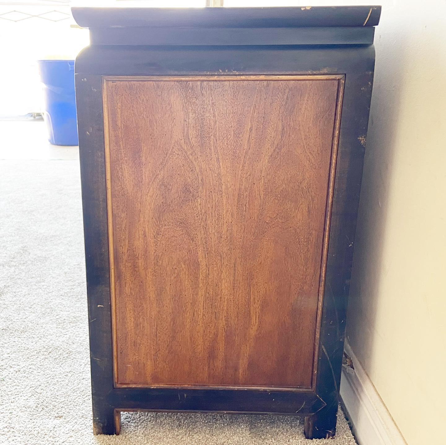Chinoiserie Burl Wood and Black Dresser by Century Furniture In Good Condition In Delray Beach, FL