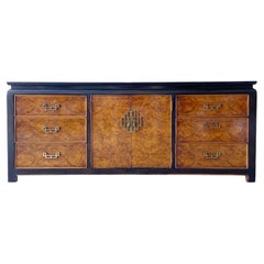 Chinoiserie Burl Wood and Black Dresser by Century Furniture