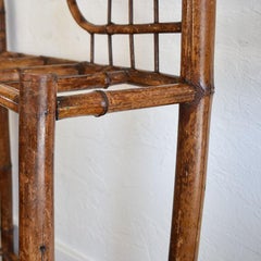 Chinoiserie Burnt Bamboo English Hall Coat & Umbrella Tree with Mirror and Hooks