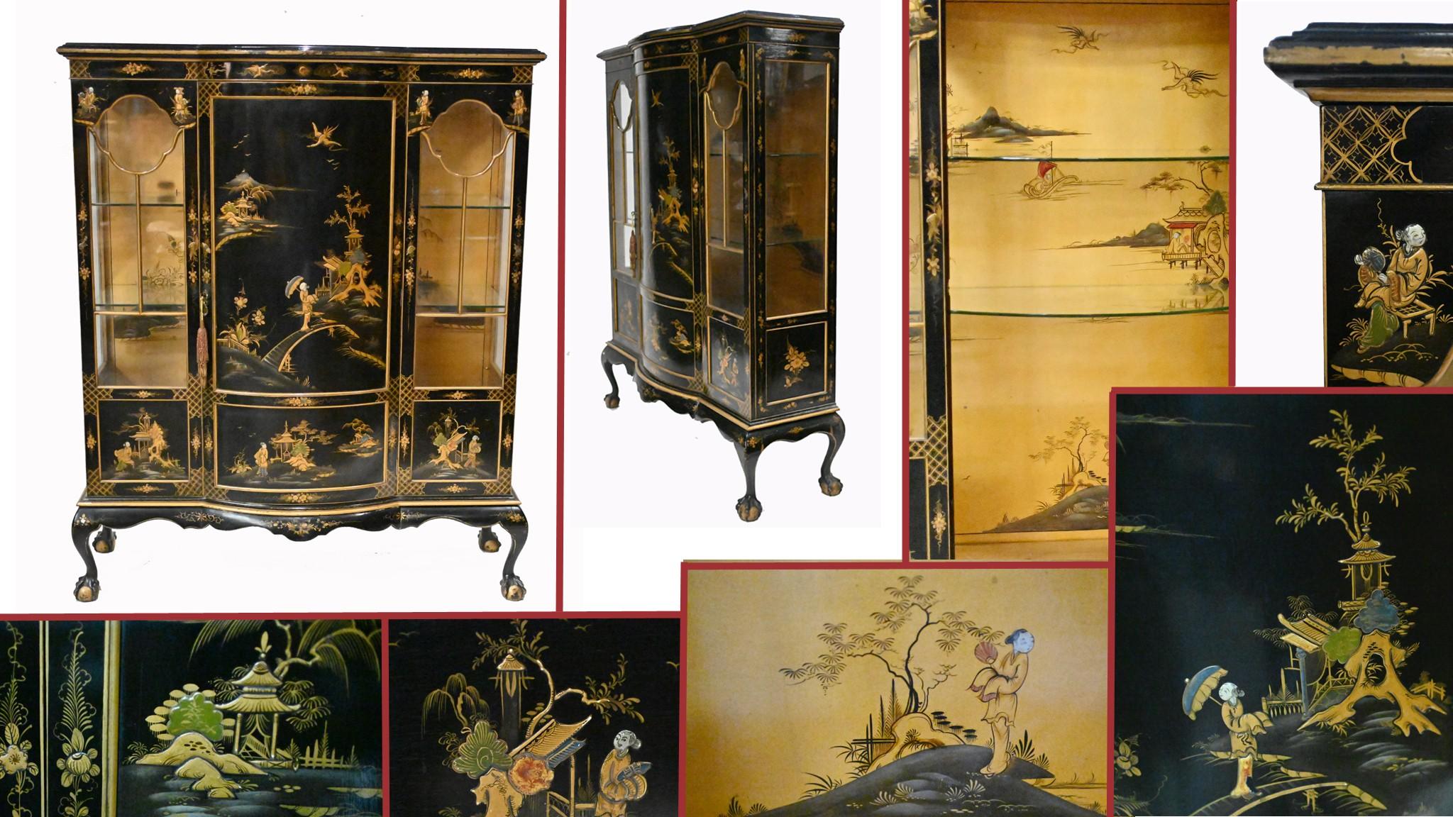 Chinoiserie Cabinet Lacquered by Hille Circa 1900 For Sale 5