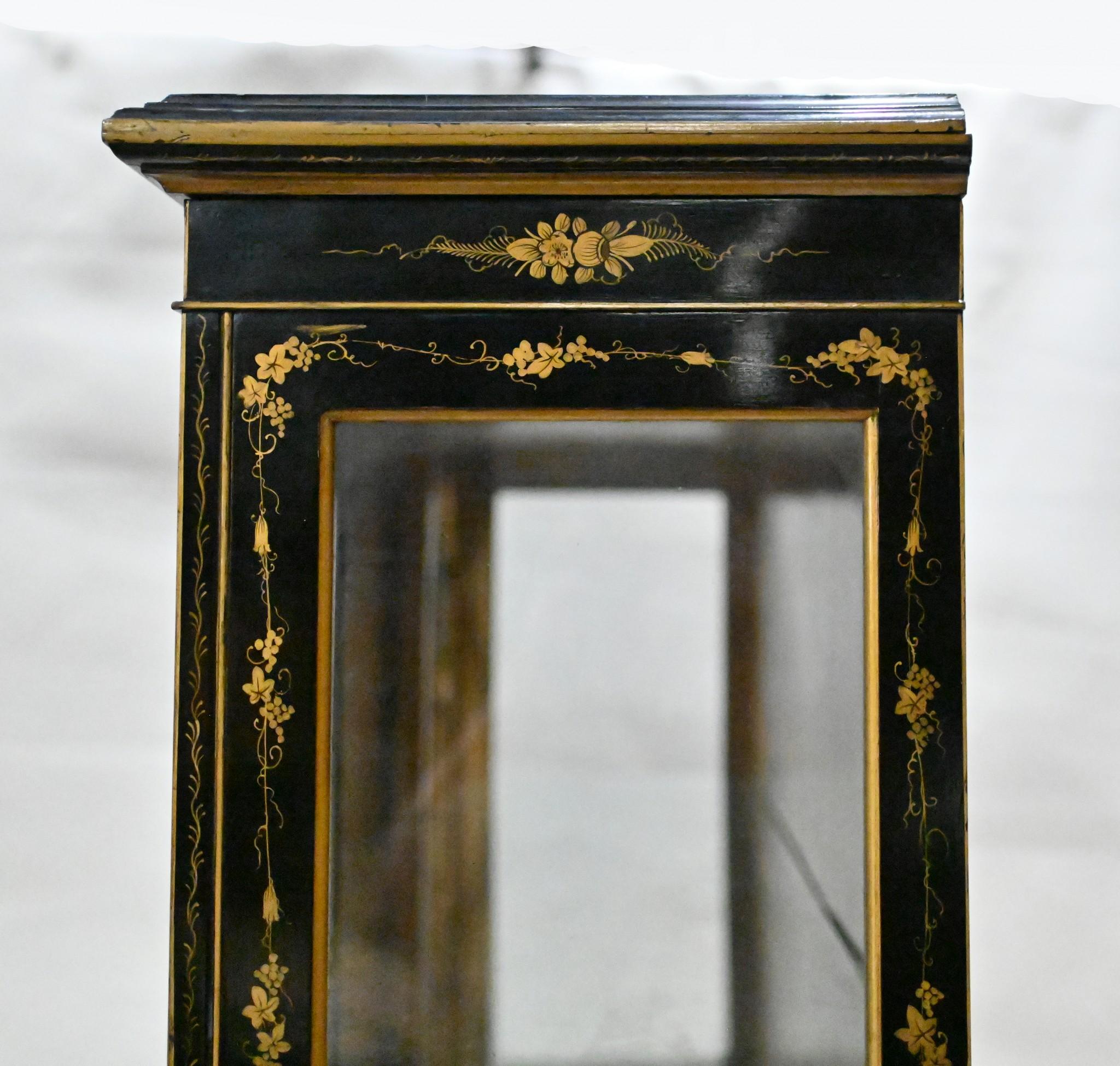 Glass Chinoiserie Cabinet Lacquered by Hille Circa 1900